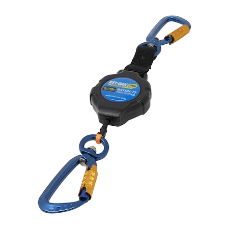 Key-Bak Pro Ratch-It Tool Tether 1 lb., Ratcheting 48 in. Reach, Orange Cord, Dual Carabiner Attachments Carabiner 0KB6-3A233